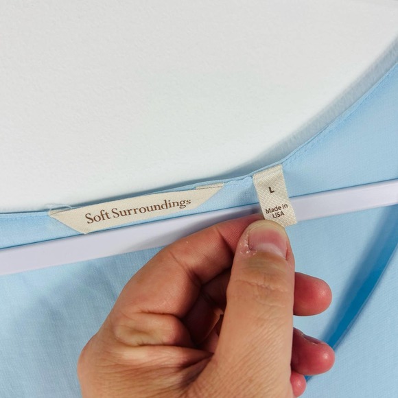 Soft Surroundings Light Baby Blue Chiffon Blouse Size Large - Picture 5 of 6